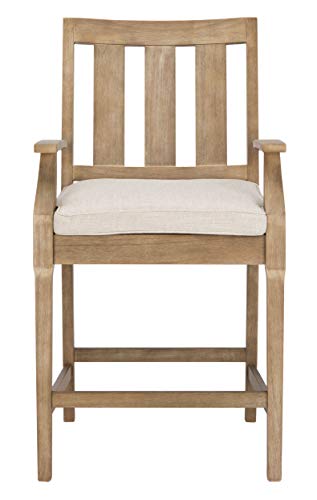 Safavieh Couture Patio Collection San Salvador Natural and White 25-inch Bar Stool (Set of 2)