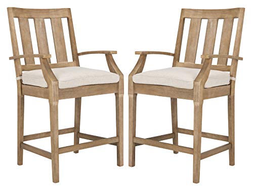 Safavieh Couture Patio Collection San Salvador Natural and White 25-inch Bar Stool (Set of 2)