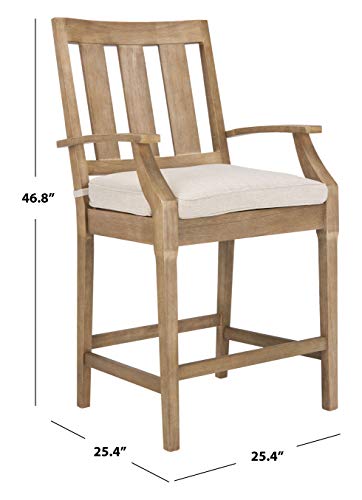 Safavieh Couture Patio Collection San Salvador Natural and White 25-inch Bar Stool (Set of 2)