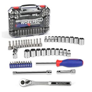 workpro socket set, 47-piece 3/8" drive socket set with quick-release ratchet, metric and sae for auto repairing & household, w003069a
