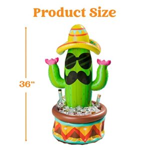 JOYIN 36" Inflatable Cactus Cooler with Sombrero Hat for Fiesta, Cinco de Mayo Party Supplies, Inflatable , Pool Party Decoration