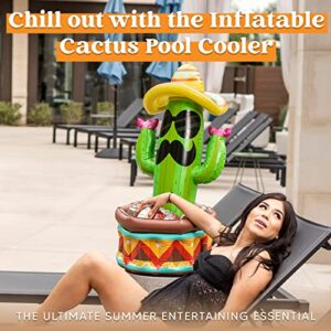 JOYIN 36" Inflatable Cactus Cooler with Sombrero Hat for Fiesta, Cinco de Mayo Party Supplies, Inflatable , Pool Party Decoration