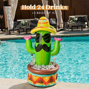 JOYIN 36" Inflatable Cactus Cooler with Sombrero Hat for Fiesta, Cinco de Mayo Party Supplies, Inflatable , Pool Party Decoration