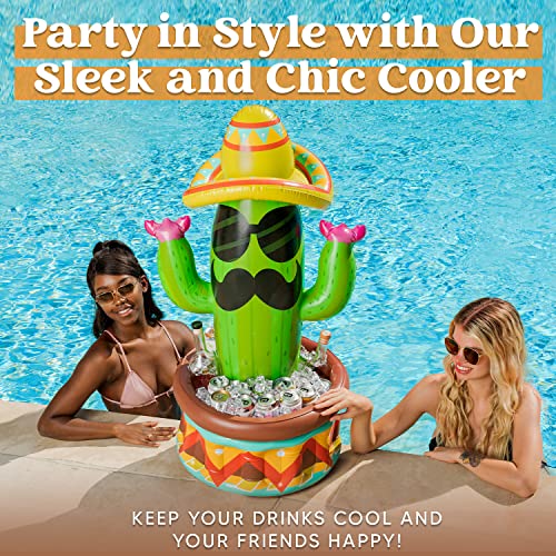 JOYIN 36" Inflatable Cactus Cooler with Sombrero Hat for Fiesta, Cinco de Mayo Party Supplies, Inflatable , Pool Party Decoration