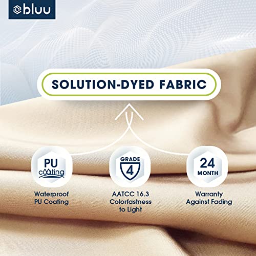 BLUU BANYAN 10 FT Pabrellas, 24 Month Fade Resistance & Water-repellention Solution-dyed Fabric Canopy with Infinite Tilt, Crank & Cross Base (Beige)