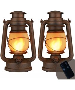 led vintage lantern flickering flame, indoor/outdoor hanging decorations lanterns for patio waterproof, remote control, timer, christmas decorative lanterns battery powered for terrace,lawn,fireplace