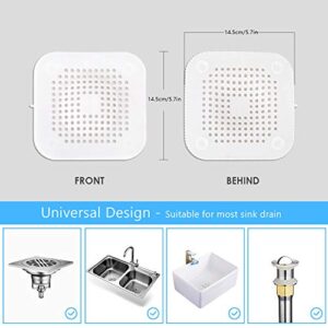 LONGFITE Drain Cover Strainer Hair Catcher and Stopper 2 Pack with Strong Suction for Bathroom Shower, Bathtub and Kitchen