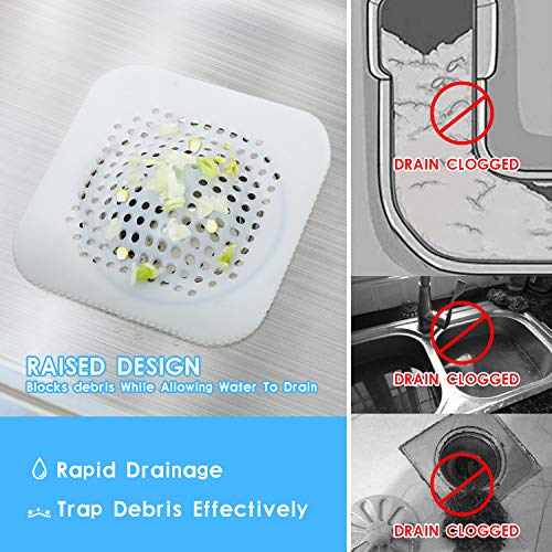 LONGFITE Drain Cover Strainer Hair Catcher and Stopper 2 Pack with Strong Suction for Bathroom Shower, Bathtub and Kitchen