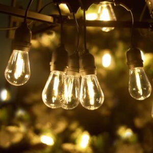 lukasumi led outdoor string lights, 52ft 15pcs s14 edison bulbs string lights, patio lights hanging lights for garden porch camping commercial waterproof vintage bulbs, 2700k cafe lights