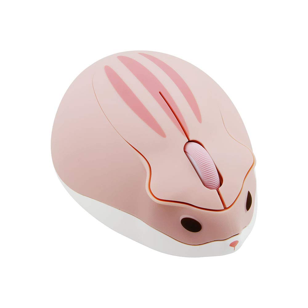 2.4GHz Wireless Mouse Cute Hamster Shape Less Noice Portable Mobile Optical 1200DPI USB Mice Cordless Mouse for PC Laptop Computer Notebook MacBook Kids Girl Men Women Adults Gift (Pink)