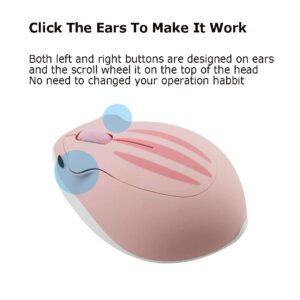 2.4GHz Wireless Mouse Cute Hamster Shape Less Noice Portable Mobile Optical 1200DPI USB Mice Cordless Mouse for PC Laptop Computer Notebook MacBook Kids Girl Men Women Adults Gift (Pink)