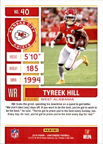 2019 Panini Contenders #40 Tyreek Hill Kansas City Chiefs Football Card