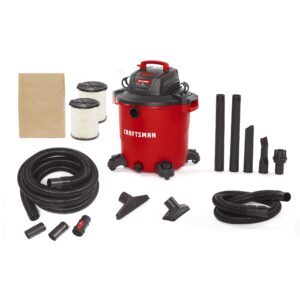 craftsman cmxevbe17596 20 gallon 6.5 peak hp wet/dry vac, heavy-duty shop vacuum with 20-foot hose kit and general purpose filter