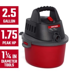 Craftsman CMXEVBE17250 2.5 Gallon 1.75 Peak HP Wet/Dry Vac, Portable Shop Vacuum with Attachments and Additional Filter Bags