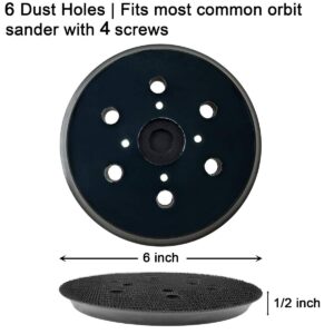 6 Inch Dia 6 Hole Hook and Loop Sander Pad - Replacement Backing Pad Sanding pad for Ridgid R2611 Random Orbit Sander