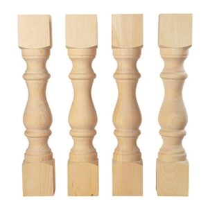 carolina leg co. monastery farmhouse dining table legs - unfinished - diy furniture - turned legs - set of 4 - dimensions: 5" x 29"