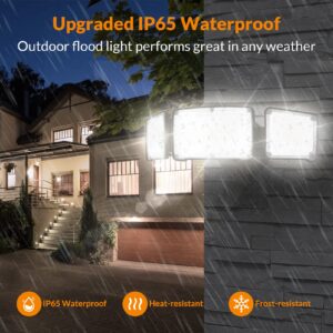 LEPOWER 3500LM LED Flood Light, 35W Outdoor Flood Light Fixture, Exterior Lights with 3 Adjustable Heads, 5500K, IP65 Waterproof for Garage, Yard, Porch