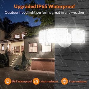 LEPOWER 3500LM LED Flood Light, 35W Outdoor Flood Light Fixture, Exterior Lights with 3 Adjustable Heads, 5500K, IP65 Waterproof for Garage, Yard, Porch