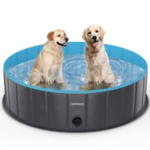 lunaoo foldable dog pet pool portable kiddie pool for kids, pvc bathing tub, outdoor swimming pool for large small dogs