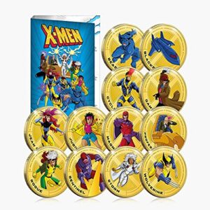 fantasy club complete pack the official x men commemorative complete collection – 12 coins/medals of the most memorable characters from the best loved films. au plated and colored + decorative album.