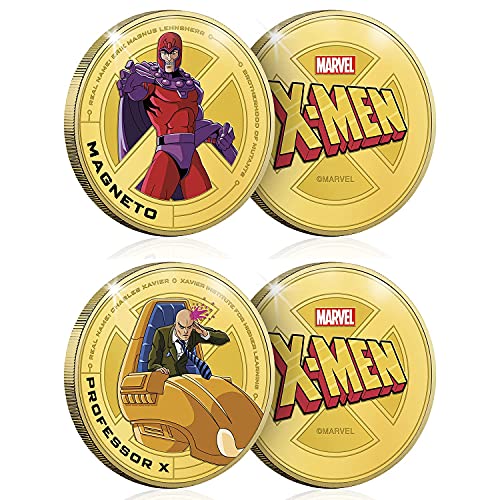 FANTASY CLUB Complete Pack The Official X Men Commemorative Complete Collection – 12 Coins/Medals of The Most Memorable Characters from The Best Loved Films. Au Plated and Colored + Decorative Album.