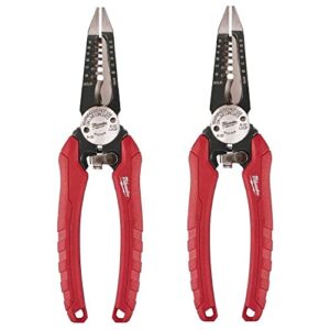 milwaukee 48-22-3079 6-in-one combination wire stripping and reaming pliers for electricians, 2 pack