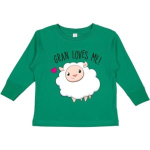 inktastic gran loves me- cute sheep toddler long sleeve t-shirt 4t kelly green 34adc