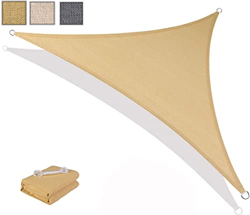 AXT SHADE Triangle Sun Shade Sail, 9'10'' x 9'10'' x 9'10'' Sand Sunshades Sails Patio Cover Canopy Shades for Outdoor Activity