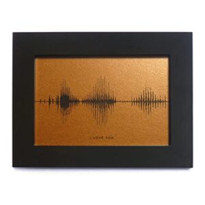 i love you soundwave art, visible voice 8th wedding anniversary gifts for him or her - 3.5 x 5 inch bronze color valentines day, christmas gift