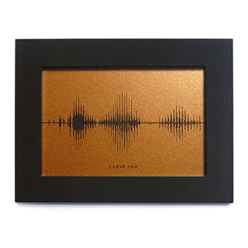 I Love You Soundwave Art, Visible Voice 8th Wedding Anniversary Gifts for him or her - 3.5 x 5 inch Bronze Color Valentines Day, Christmas Gift