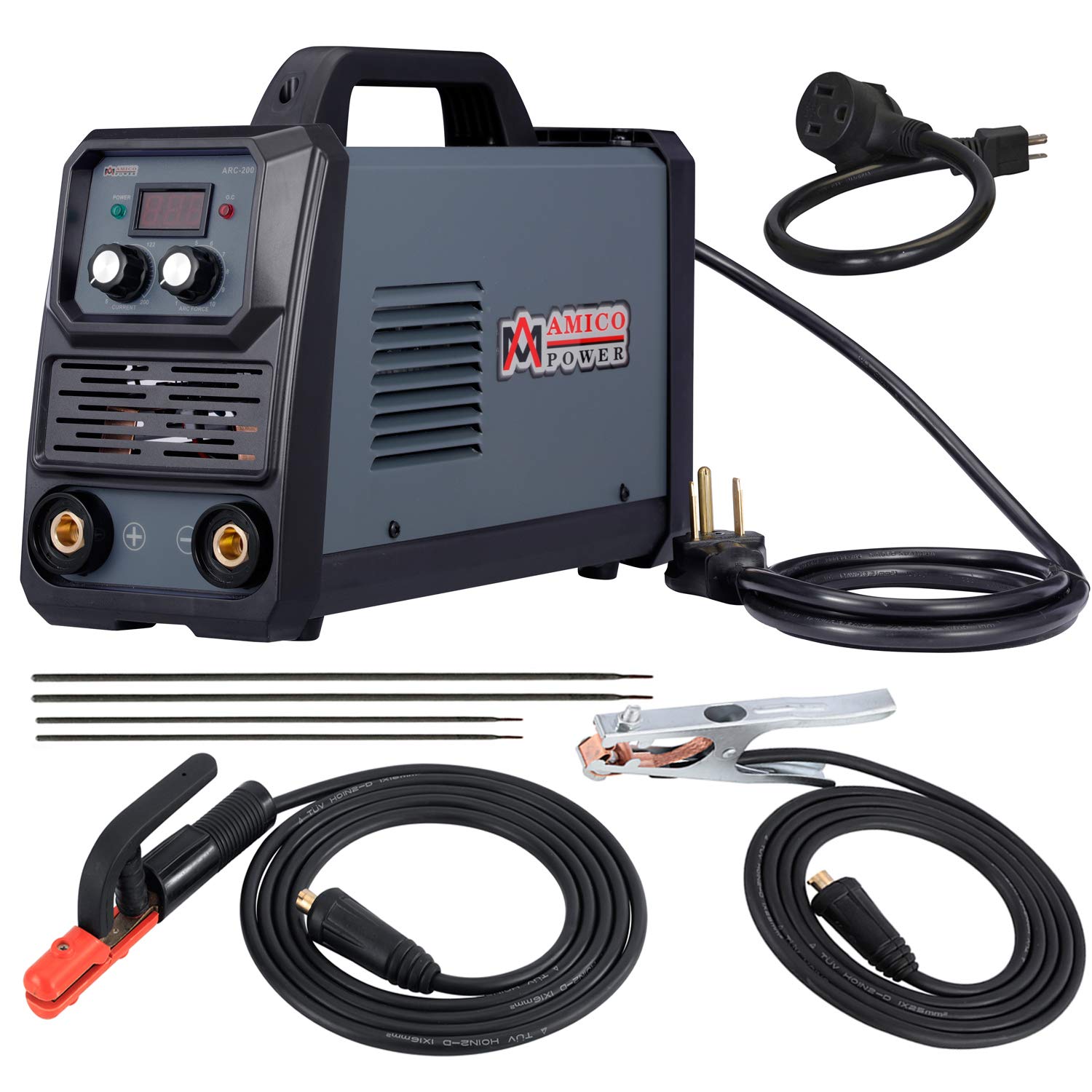 Amico ARC-180, 180-Amp Stick Arc & Lift-TIG Combo Welder, 100-250V Wide Voltage, 80% Duty Cycle, Compatible with all Electrodes: E6010 E6011 E6013 E7014 E7018 etc