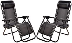 elevon adjustable zero gravity lounge chair recliners for patio, black, 2-pack