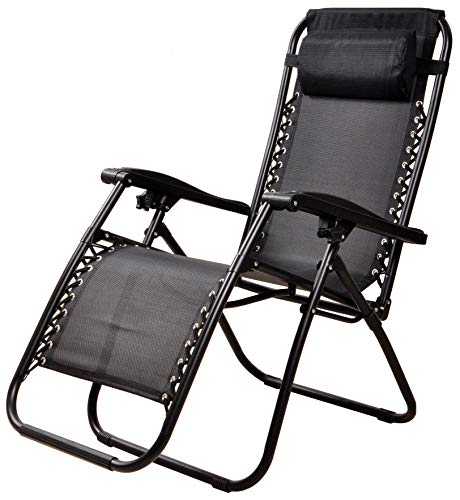 Elevon Adjustable Zero Gravity Lounge Chair Recliners for Patio, Black, 2-Pack