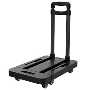 upgraded 2020 utility folding hand truck dolly cart with carrying capacity 440lbs. 6 wheels, 360 rotating portable heavy duty platform trolley cart for shopping, moving, travelling, luggage and office