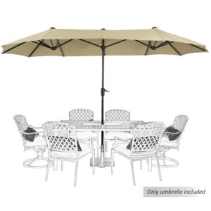 phi villa 13ft large patio umbrella double-sided twin outdoor market umbrella with crank, beige
