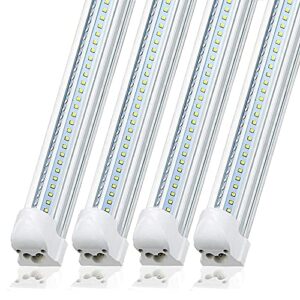 szskying ( 25-pack 8ft led shop lights fixtrue,72w 7200lm 6500k,t8 led tube,hight output,dual row,clear cover,integrated,linkable,v shape 8 led daylight white,ceiling and utility shop light bulb.