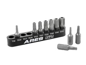 ares 31004-10-piece 5-point torx plus tamper proof security bit set - 25mm length s2 steel precision machined security bits - storage rail included