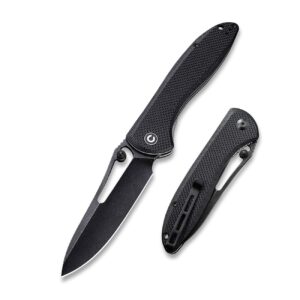 civivi picaro folding pocket knife, utility knife with thumb stud opening, 3.94" black stonewash blade and coarse g10 handle, outdoor knife ideal for hiking, camping, hunting c916d (black)