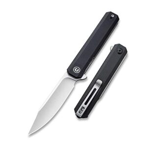 civivi chronic folding pocket knife - outdoor hunting knife with 3.22 inch hollow grind 9cr18mov blade - g10 handle lightweight flipper knife for men (c917c)