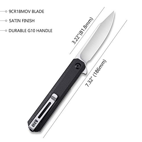 CIVIVI Chronic Folding Pocket Knife - Outdoor Hunting Knife with 3.22 Inch Hollow Grind 9Cr18MoV Blade - G10 Handle Lightweight Flipper Knife for Men (C917C)