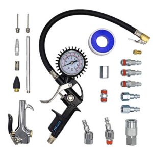 yotoo air compressor accessor kit, heavy duty 20-piece 1/4" npt air tool kit with 100 psi tire inflator gauge, air blow gun and air hose fittings