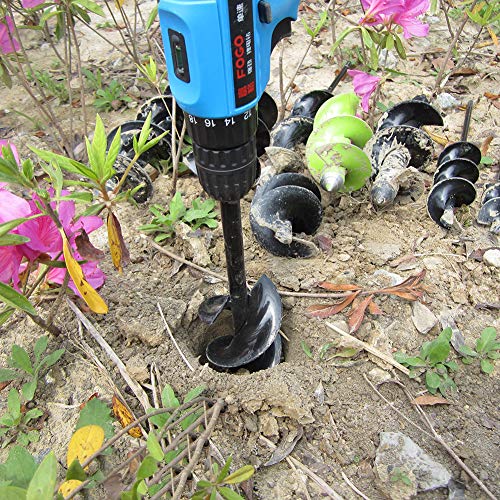 SYITCUN 2 Pack Auger Drill Bit for Planting 3"(D) x12"(L)&1.6"(D) x9"(L) Heavy Duty Garden Auger Spiral Drill Bit for Planting Bulb,Drill Auger for 3/8" Hex Drive Drill