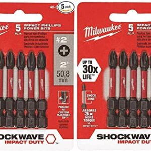 Milwaukee 48-32-4602 Power Bit, 2 Drive, Phillips Drive, 1/4 in Shank, Hex Shank, Steel, Sold as 2 Pack, 10 Count Total