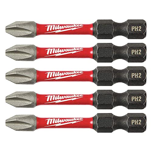 Milwaukee 48-32-4602 Power Bit, 2 Drive, Phillips Drive, 1/4 in Shank, Hex Shank, Steel, Sold as 2 Pack, 10 Count Total