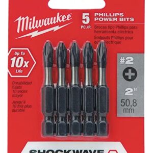 Milwaukee 48-32-4602 Power Bit, 2 Drive, Phillips Drive, 1/4 in Shank, Hex Shank, Steel, Sold as 2 Pack, 10 Count Total