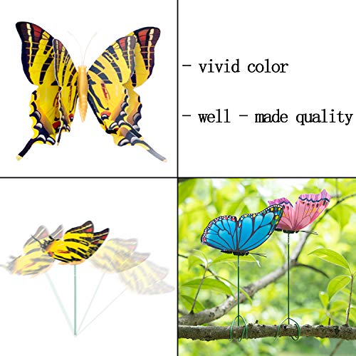 FENELY Butterfly Garden Decor Stakes,Double Wing Waterproof 3D Garden Ornaments Outdoor Decorations for Patio Lawn Yard PVC Gardening Art Christmas Whimsical Gifts