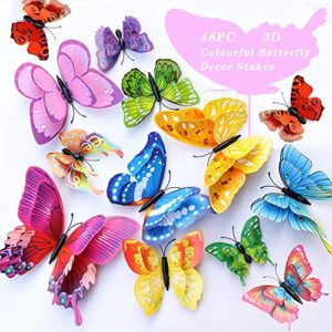 fenely butterfly garden decor stakes,double wing waterproof 3d garden ornaments outdoor decorations for patio lawn yard pvc gardening art christmas whimsical gifts