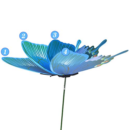 FENELY Butterfly Garden Decor Stakes,Double Wing Waterproof 3D Garden Ornaments Outdoor Decorations for Patio Lawn Yard PVC Gardening Art Christmas Whimsical Gifts