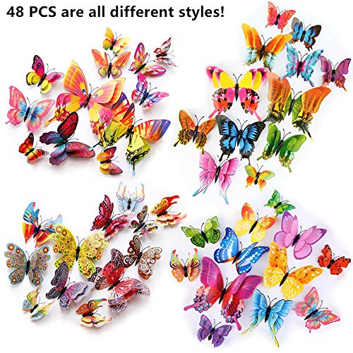 FENELY Butterfly Garden Decor Stakes,Double Wing Waterproof 3D Garden Ornaments Outdoor Decorations for Patio Lawn Yard PVC Gardening Art Christmas Whimsical Gifts