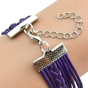 zodrq women mens bracelet,infinity owl pearl friendship multilayer charm leather bracelets gift(purple)